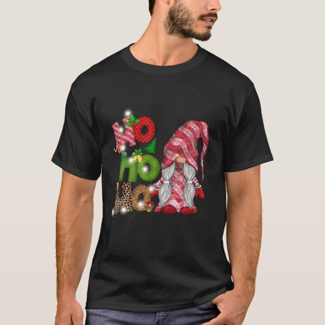 Ho Ho Ho Jul Gnome God jul T Shirt (Framsida)