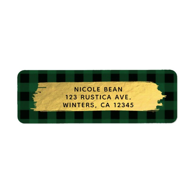 HO HO HO Jul Helgdag Grönt Buffalo Play Returadress Etikett (Framsidan)