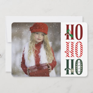 HO HO HO Jul Helgdag Photo Hälsning Julkort