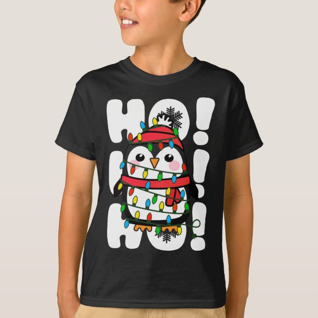 Ho Ho Ho jul Ljus Cute Penguin T Shirt (Framsida)