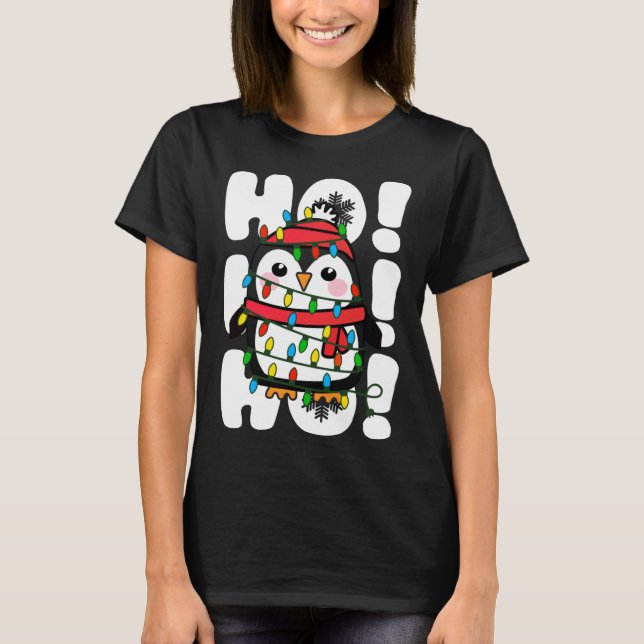 Ho Ho Ho jul Ljus Cute Penguin T Shirt (Framsida)