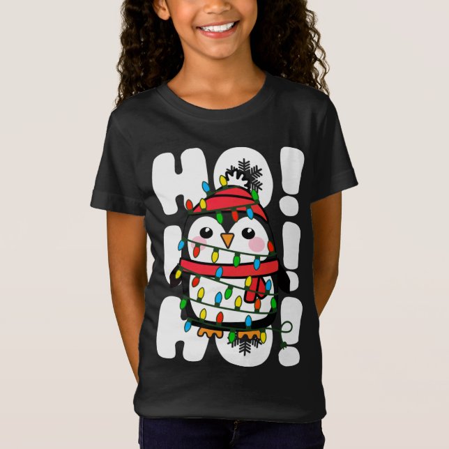 Ho Ho Ho jul Ljus Cute Penguin T Shirt (Framsida)
