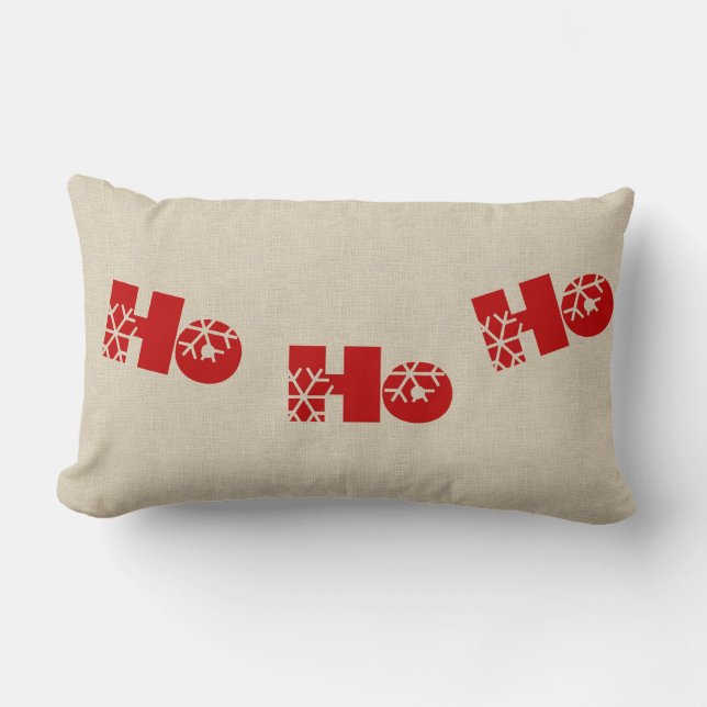 Ho Ho Ho Jul Lumbar Burlap Pillow Lumbarkudde (Framsida)