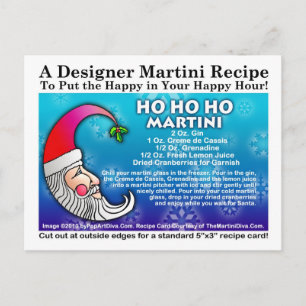 Ho Ho Ho jul Martini Recipe-vykort Helg Vykort