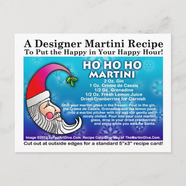 Ho Ho Ho jul Martini Recipe-vykort Helg Vykort (Framsida)