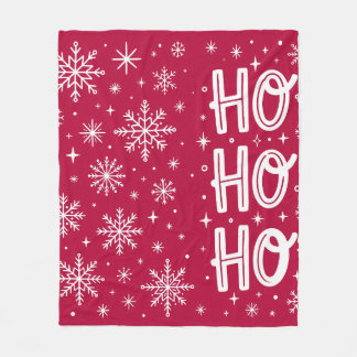 Ho Ho Ho jul röd snöflinga fleecefilt
