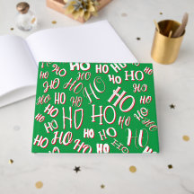 HO HO HO jul text mönster vit grön röd