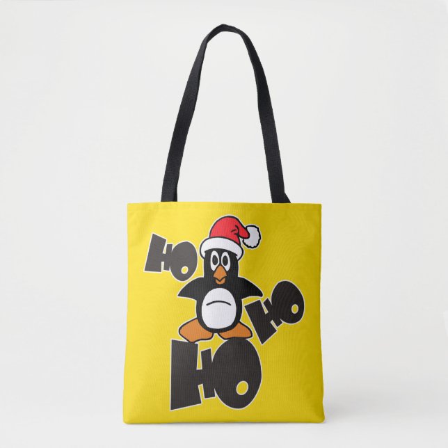 HO HO HO Julafton Penguin + din rygg. & idéer Tygkasse (Framsida)
