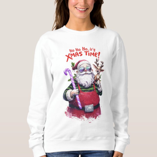 Ho Ho Ho. julafton-tid, söt julklacksdesign T Shirt (Framsida)