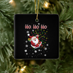 Ho Ho Ho Julbelysning Xmas Rolig Tomte Julgransprydnad Keramik
