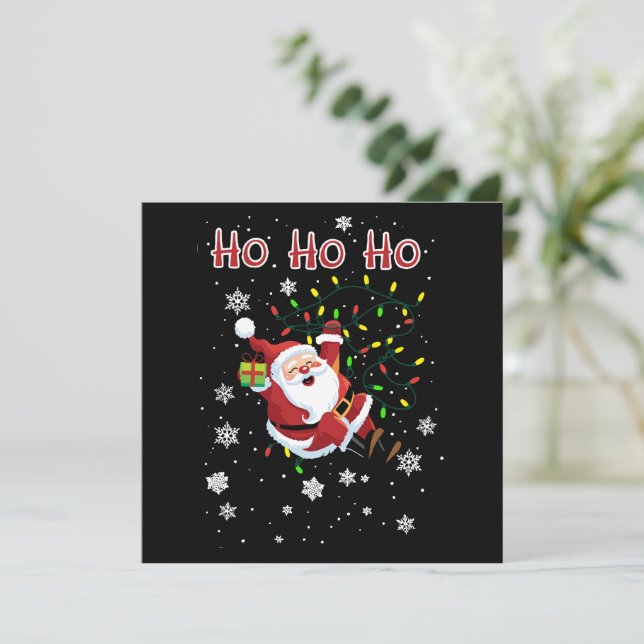 Ho Ho Ho Julbelysning Xmas Rolig Tomte  Julkort (Stående Fram)