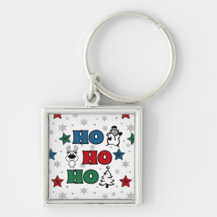 Ho-Ho-Ho-juldesign Fyrkantig Silverfärgad Nyckelring