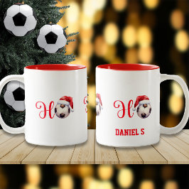 Ho Ho Ho Julfotboll/Anpassat namn Två-Tonad Mugg