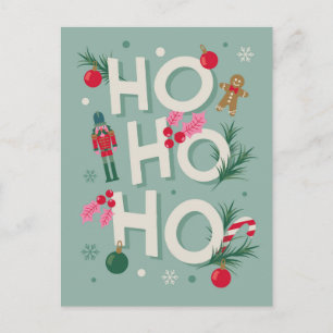 Ho Ho Ho Julglädje Helg Vykort