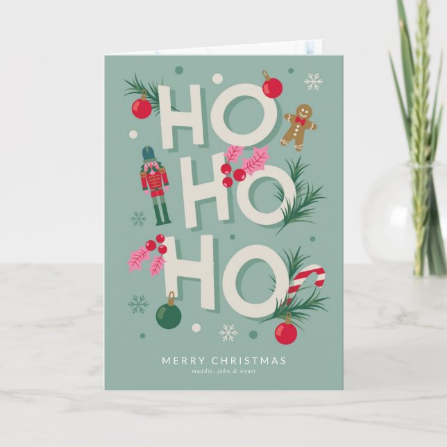Ho Ho Ho Julglädje Helgkort (Framsida)