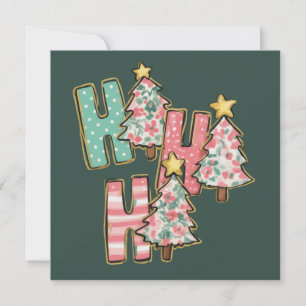 Ho Ho Ho Julgran Glada Träd Coquette Julkort