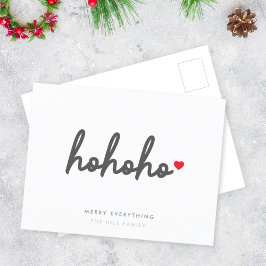 Ho Ho Ho | Julhjärta Modern Minimalist Helg Vykort