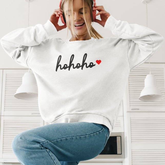 Ho Ho Ho | Julhjärta Modern Minimalist T Shirt (“Ho Ho Ho” Christmas sweatshirt by Guava, featuring minimalist script design with a red heart accent)
