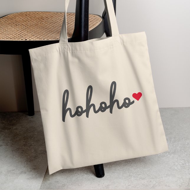 Ho Ho Ho | Julhjärta Modern Minimalist Tygkasse (Skapare uppladdad)
