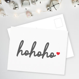 Ho Ho Ho Julhjärta Modern Minimalist Vykort