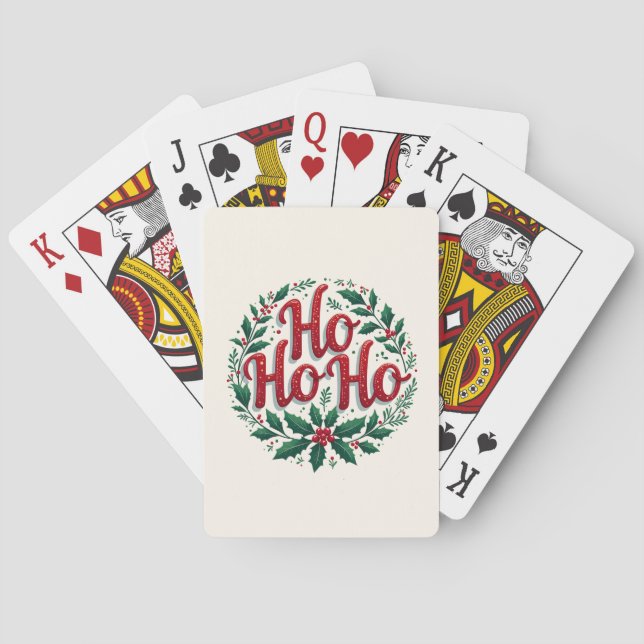 Ho Ho Ho Julkrans Typografi Design Casinokort (Baksidan)
