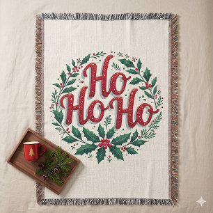 Ho Ho Ho Julkrans Typografi Design Filt