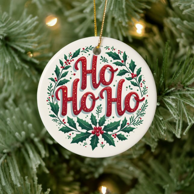 Ho Ho Ho Julkrans Typografi Design Julgransprydnad Keramik (Träd)