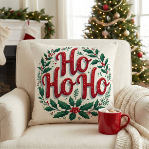 Ho Ho Ho Julkrans Typografi Design Kudde