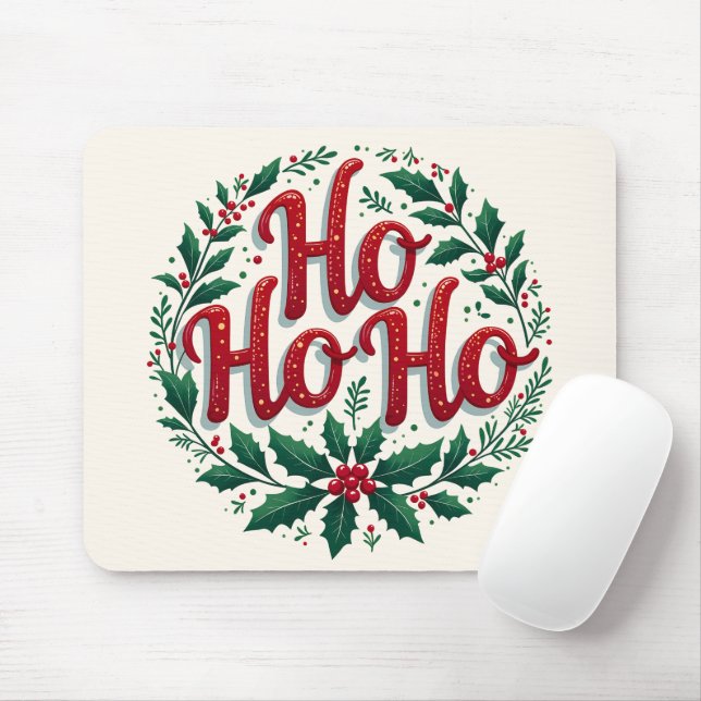 Ho Ho Ho Julkrans Typografi Design Musmatta (Med mus)