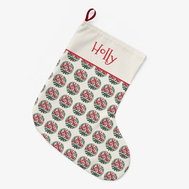 Ho Ho Ho Julkrans Typografi Design Stor Julstrumpa (Framsidan (Hängande))
