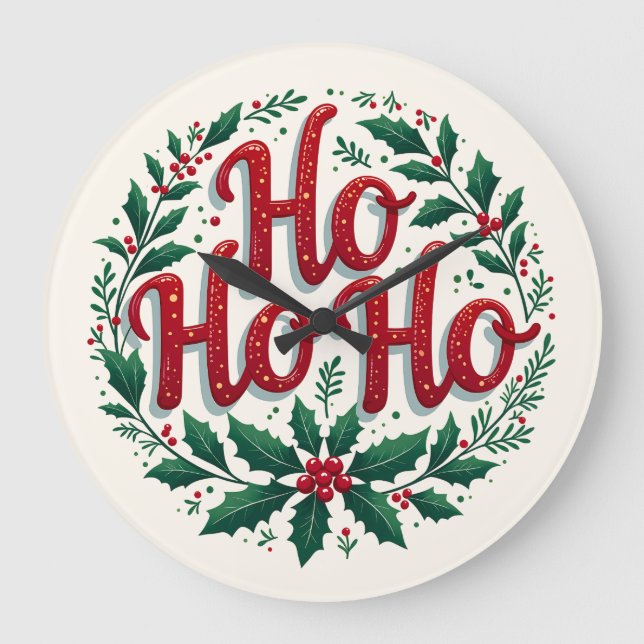Ho Ho Ho Julkrans Typografi Design Stor Klocka (Framsida)