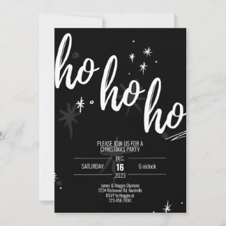 Ho Ho Ho Julpartiets inbjudan Modern Black