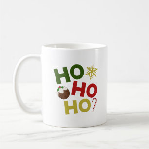 HO HO HO+Julpudding, godis, snöflingor Kaffemugg