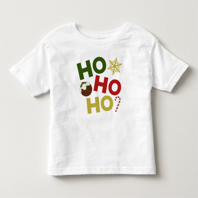 HO HO HO+Julpudding, godis, snöflingor T Shirt (Framsida)