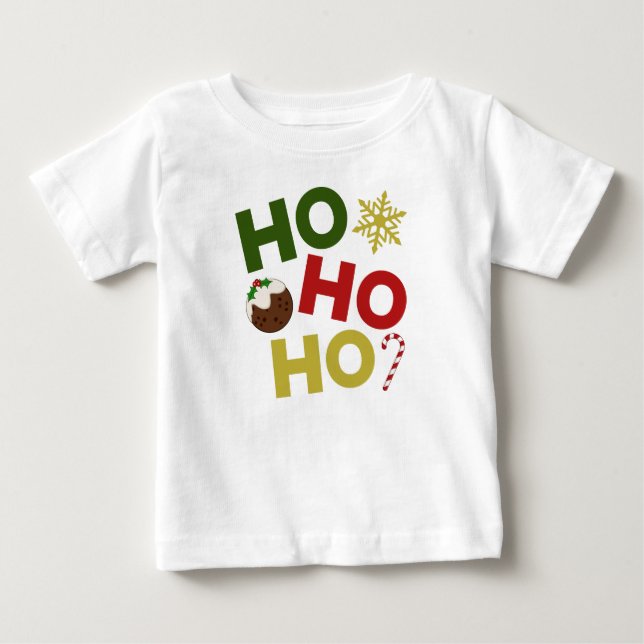 HO HO HO+Julpudding, godis, snöflingor T Shirt (Framsida)