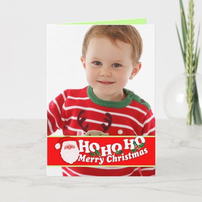 Ho Ho Ho Julrött lägg till ditt fotokort Helgkort (Framsida)