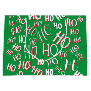 HO HO HO Jultext mönster vit grönt röd