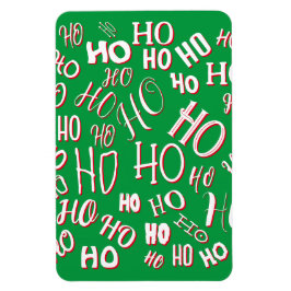 HO HO HO Jultext mönster vit grönt röd Magnet