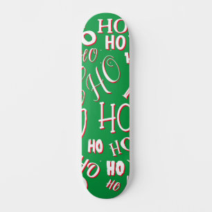HO HO HO Jultext mönster vit grönt röd Mini Skateboard Bräda 18,5 Cm