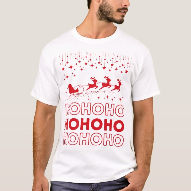Ho Ho Ho Jultomten julrenar Sleigh T Shirt (Framsida)