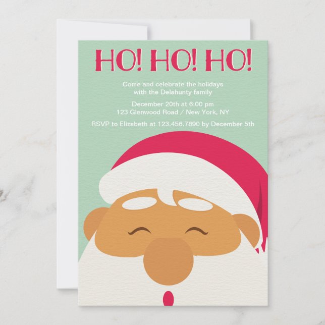 HO HO HO Jultomten Party-inbjudan Inbjudningar (Framsida)