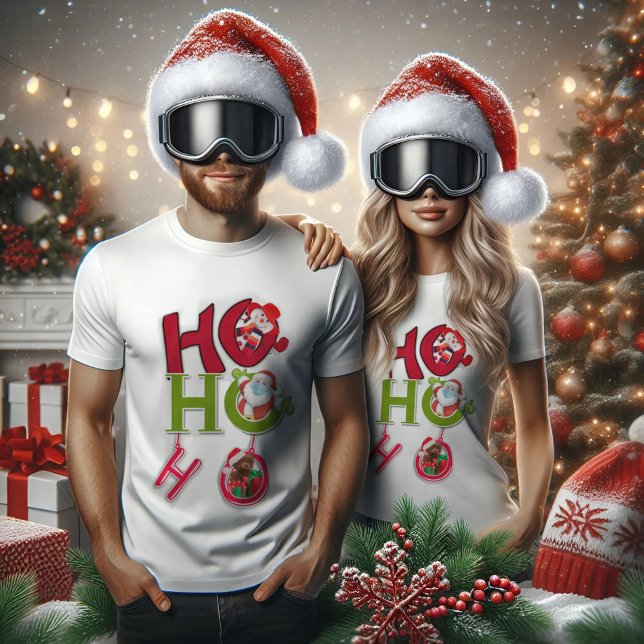 HO HO HO Julvit T-Shirt (Skapare uppladdad)