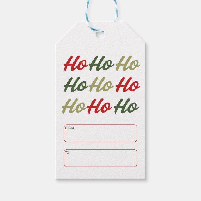 Ho Ho Ho Kalligrafi Jul Presentetikett (Framsidan)