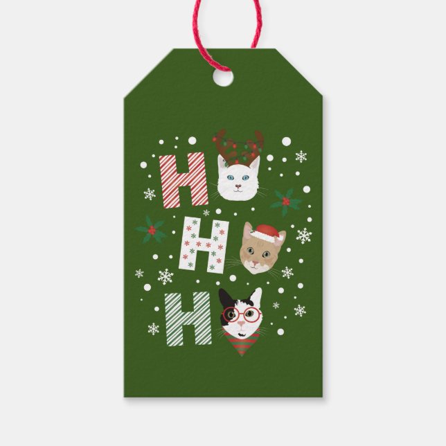 Ho Ho Ho Katter God Jul Presentetikett (Framsidan)