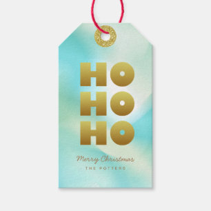 Ho Ho Ho Klistra in Grönt övertoning & Guld Presentetikett