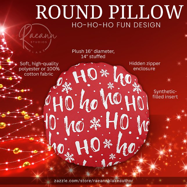 Ho-Ho-Ho Kul Juldesign Rund Kuddcover Kudde (Skapare uppladdad)