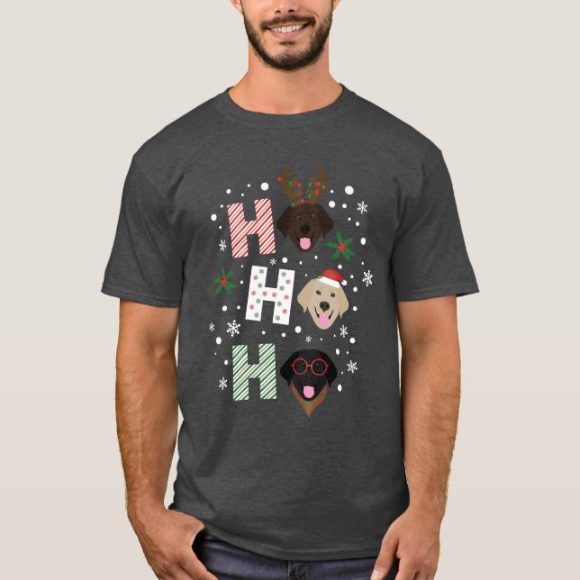 Ho Ho Ho Labrador Retriever God jul T Shirt (Framsida)