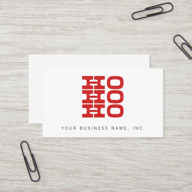 Ho Ho Ho (letterpress stil) Visitkort (Fram/Back In Situ)