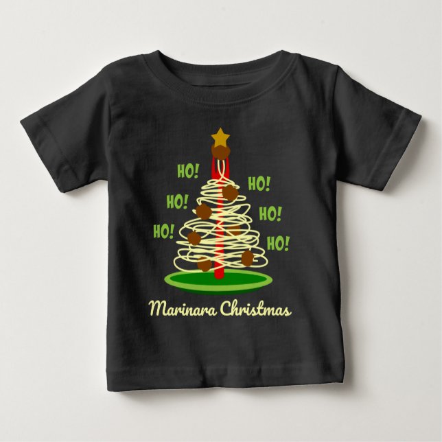 Ho! Ho! Ho! Marinara jul Pasta Träd T Shirt (Framsida)
