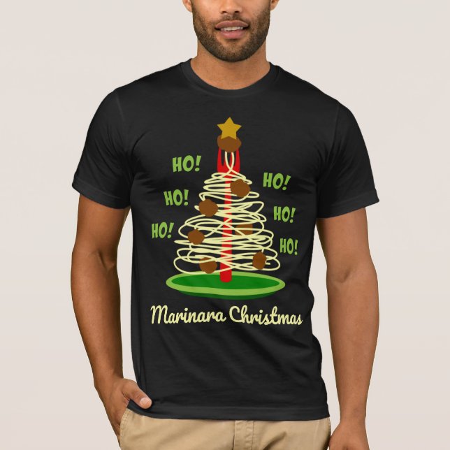 Ho! Ho! Ho! Marinara jul Pasta Träd T Shirt (Framsida)